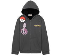 Pokémon Felpa con Cappuccio Ragazzo 7-14 Anni, Pikachu Charizard MewTwo Gengar, Sherpa Felpe Pile Chiudi la Cerniera, Regalo Anime (11-12 Anni, Grigio MewTwo)