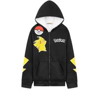 Pokémon Felpa con Cappuccio Ragazzo 7-14 Anni, Pikachu Charizard MewTwo Gengar, Sherpa Felpe Pile Chiudi la Cerniera, Regalo Anime (13-14 Anni, Nero Pikachu)