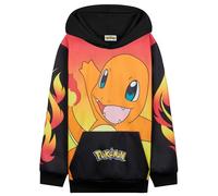 Pokémon Felpe con Cappuccio per Bambini Ragazzi Adolescenti Pikachu Felpa Comoda con Tasca a Canguro Regalo Bambino (9-10 Anni, Nero/Rosso Charmander)
