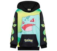 Pokémon Felpe con Cappuccio per Bambini Ragazzi Adolescenti Pikachu Felpa Comoda con Tasca a Canguro Regalo Bambino (13-14 Anni, Nero/Giallo Bulbasaur)