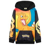Pokémon Felpe con Cappuccio per Bambini Ragazzi Adolescenti Pikachu Felpa Comoda con Tasca a Canguro Regalo Bambino (7-8 Anni, Nero/Arancione Charizard)