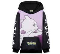 Pokémon Felpe con Cappuccio per Bambini Ragazzi Adolescenti Pikachu Felpa Comoda con Tasca a Canguro Regalo Bambino (11-12 Anni, Nero/Rosa MewTwo)