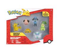 Pokémon Confezione da 6 figure da battaglia - Caratteristiche figure da 5 cm Pikachu, Joltik, Galarian Darumaka, Riolu, Chikorita e Cleffa
