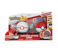 Pokemon - Gioco di attacco a sorpresa, con squirtle e jigglypuff, 2 palline di attacco a sorpresa, 6 fette di attacco - giocattolo per bambini e appassionati di Pokemon