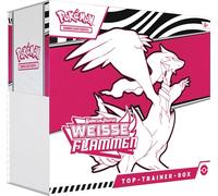 Pokémon - Gioco di carte collezionabili: Top Trainer Box Karmesin & Viola - Fiamme bianche: Reshiram (1 carta promozionale a schermo intero con Boreos, 9 buste di espansione e accessori premium)