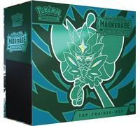 Pokémon - Gioco di carte collezionabili: Top Trainer Box Karmesin & Viola - Mascherata al crepuscolo (1 carta promozionale a schermo intero con maschera verde turchese Ogerpon, 9 buste di espansione e