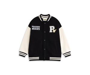 Pokémon Giubbotto bomber da ragazzo Pikachu in nero | Giacca college unisex per bambini con grafica | Capispalla casual a maniche lunghe | 0025 Indice Abbigliamento dei personaggi - 9-10 anni