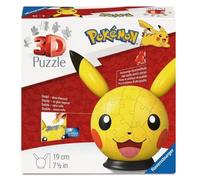 Ravensburger - Puzzleball 72 pezzi: Pokémon Pikachu con orecchie, Puzzle 3d Bambini A Partire Dagli 6 Anni, Modellismo Da Costruire Bambini Di 72 Pezzi, Regalo Bambino 6 Anni E Più