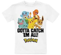 Pokémon Kids - Gotta Catch 'Em all Unisex T-Shirt Bianco 152 100% Cotone