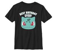 Pokemon Maglietta a Maniche Corte Unisex Bulbasaur Best Bday Boys, Nero, S