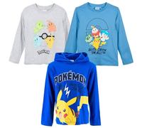 Pokémon - Maglietta Bambino Maniche Lunghe | T-Shirt 100% Cotone con Stampe Personaggi | Maglia Singola Ragazzi 4-12 Anni [10300 Grigio - 12 Anni]