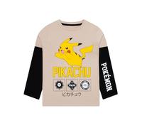 Pokémon Maglietta Ragazzo, Pikachu T Shirt Bambino, Maglietta Maniche Lunghe Ragazzo, Pikachu Tshirt Bambino, Beige 11-12 Anni