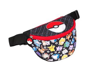 Pokémon Marsupio per ragazzi con cinghia regolabile, leggero, divertente, marsupio da viaggio per bambini, borsa a tracolla con tracolla regolabile, marsupio per bambini, Nero , 25 cm