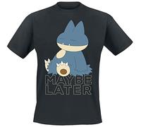 Pokémon Munchlax - Maybe Later Uomo T-Shirt Nero S 100% Cotone Regular