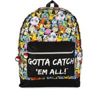 Pokemon Nero Multi Character Print & Gotta Catch Em All Zaino Unisex Bambini