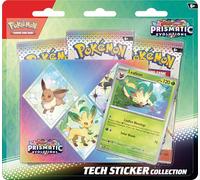Pokémon TCG: Scarlet & Violet - Collezione di decalcomanie Prismatic Evolutions Tech - Leafeon (1 carta promozionale in alluminio e 3 confezioni di rinforzo)