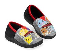 Pokémon Pantofole Bambino - Ciabatte da Casa Pantofola Mocassino Stivaletto Antiscivolo Per Bambini Pikachu (Nero, 33 EU)