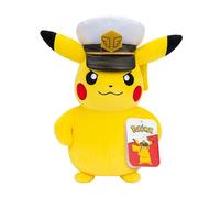 Pokemon Peluche del capitano Pikachu, 20,3 cm, morbido peluche con cappello da capitano e dettagli autentici
