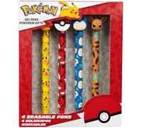 Pokémon Penna Cancellabile 0.6mm, Stationery Set di 4 Penne a Sfera con Inchiostro Blu, Pikachu Cancelleria Scuola, Anime Regalo Bambini (Multi Pikachu & Eevee)