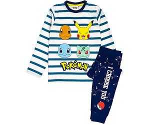 Pokémon Personaggi Pigiama Pikachu Caratteri per Bambini a Strisce T Shirt e Pan 9-10 Anni