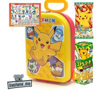 Pokemon Piccola Valigia Pikachu e Giapponese DAGASHI Foods Snack Okashi Set 1...