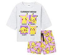Pokémon Pigiama Bambina Pikachu 5-14 Anni Estivo Maniche Corte Pantaloncini Cotone - Gadget Idea Regalo Ufficiale