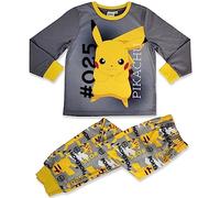 Pokemon Pigiama da bambino in pile 3-10 anni, Grigio, 7-8 Anni