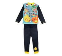 Pokémon Pigiama per bambini con Pikachu, Charmander, Squirtle e Bulbasaur, set da 2 pezzi, abbigliamento da notte, blu, età 5-12 anni, Blu, 7-8 Years