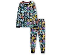 Pokemon Pigiama Ragazzo e Adolescenti Lungo Pigiami Bambino Set Morbido Traspirante Pikachu Abbigliamento da Casa Idea Regalo (7-8 Anni, Nero AOP)