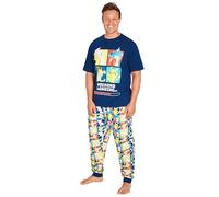 Pokémon Pigiama Uomo - Pigiama Uomo Lungo Cotone - Pigiami Uomo Divertenti Taglie Forti S-3XL (Blu Scuro/Multicolore, XL)