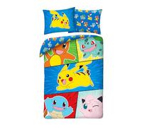 Halantex Set copripiumino Pokemon, Pikachu e Amici, 2 pezzi 140 x 200 cm + 1 federa 70 x 90 cm. 100% cotone, Oeko-TEX, letto singolo