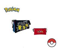 Pokémon-Astuccio Tripla, Portatodo, 5 Scomparti Materiale Scuola, Custodia, Pikachu, Colorful, Nero, Prodotto Ufficiale (CyP Brands)