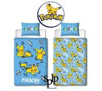 Pokémon Pikachu Copripiumino Reversibile + Fodera Letto 1 Persona Nuovo