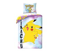 Set Letto Reversibile POKEMON PIKACHU - Letto Singolo 2 Pezzi Copripiumino 140x200 cm e Federa 70x90cm - 100% Cotone Ökö-Tex Standard 100