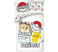 Set Letto POKEMON COPRIPIUMINO 140x200cm Personaggi PIKACHU e MEOWTH Poliestere