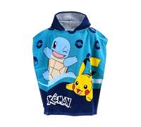 Pokemon Pikachu e Squirtle - Poncho da bagno per bambini, 100% cotone, blu, 55 x 110 cm, asciutto, piscina coperta, spiaggia, morbido (turchese)
