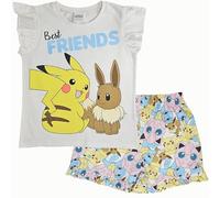 Pokémon Pikachu & Eevee Maniche a Balze Ragazze 100% Cotone Set Pigiama Corto 6-7 Anni