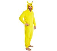 Pokémon Pikachu Pigiama Intero Uomo, Pigiamone Pile con Cappuccio per Adulto (Giallo, 2XL)