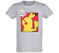 Pokemon Maglietta Shirt, Grigio, XL Uomo