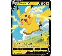 Pokemon Pikachu V SWSH143 Promo Spada & Scudo/Spada & Scudo Celebrazioni 25° Anniversario + Protezione Extra (Toploader) Inglese 2021 Card E