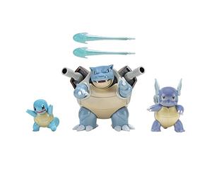 Pokémon- PKW Pack Select Evolution-Confezione da 3 Personaggi da 5,5 cm, Wartortle da 7,5 cm e Blastoise Battle Figure-Dettagli Autentici, PKW2773