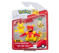 Pokémon PKW2681 - Set di personaggi da battaglia, Chelast, Pikachu, Magmar, personaggi ufficiali dettagliati, 5 cm