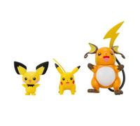 Pokémon PKW2778 - Confezione da 3 pezzi, caratteristiche Pichu e Pikachu e Raichu Battle Figure da 3 pollici, Evolution Multipack stile 2, Multicolore