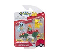 Pokémon PKW2807 - Set di personaggi da battaglia, Pikachu, Schiggy, Resladero, 5 cm