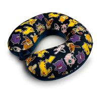 Pokémon Poggiatesta da viaggio ufficiale per bambini, cuscino per nuca ergonomico memory foam, pikachu Evoli Gengar, 29 x 29 cm, fodera lavabile rimovibile - auto aereo treno