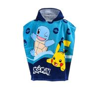Pokemon - Poncho da bagno per bambini, 55 x 110 cm, con cappuccio, asciugamano da spiaggia per ragazzi Pikachu Schiggy