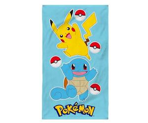 Pokémon Port - Asciugamano da bagno e da spiaggia per bambini, 100% cotone, Oeko-TEX | 70 x 120 cm, stampa per ragazzo, blu cielo