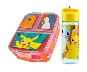 Pokémon Porta Merenda Bambino con Scomparti e Borraccia per la Scuola e le Gite