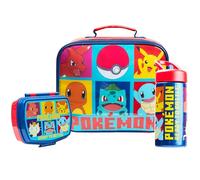 Pokémon Porta Pranzo Termico, Lunch Box e Borraccia, Set 3 Pezzi - Regalo Bambini (Rosso/Blu)