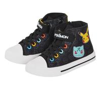 Pokemon Scarpe da ginnastica in tela con cerniera per bambini Pikachu, scarpe sportive Plimsolls, Nero , 28 EU